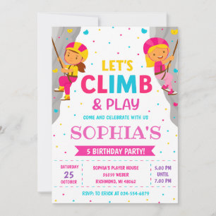 Custom Rock Girl Climb Birthday Party Invitation