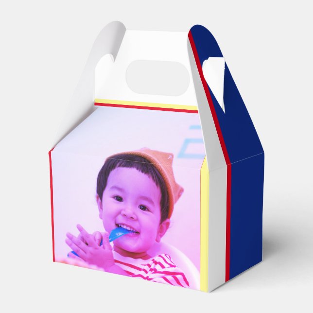 Custom Rocket Mission Smile Photo Birthday Favor Box (Front Side)