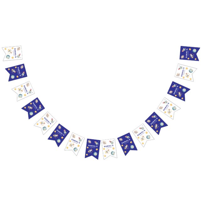 Custom Rocket Ship Space-Themed Party Bunting Flags (All)