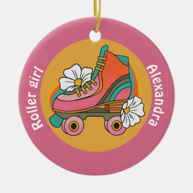 Custom roller skates lover pink kids Ornament (Front)