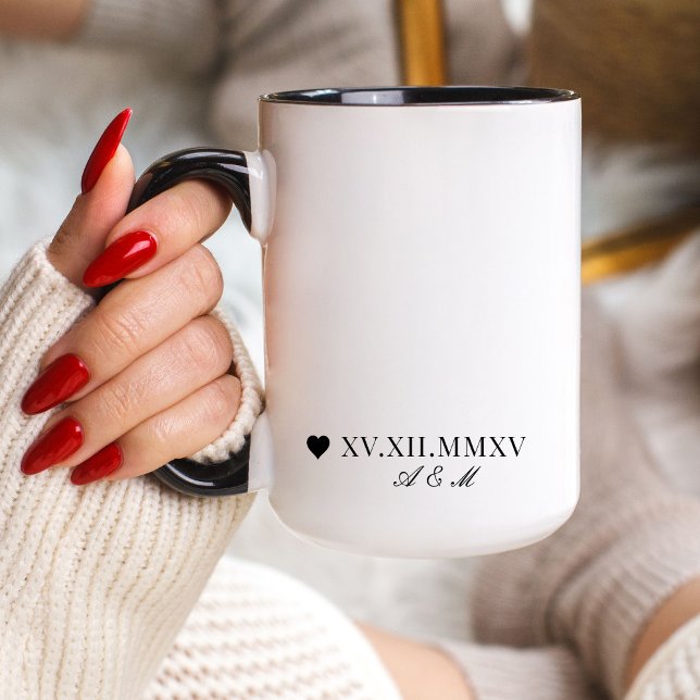 Custom Roman Numeral Date Anniversary Mug (Creator Uploaded)