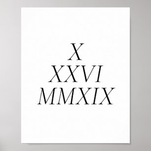 custom Roman numeral date Poster