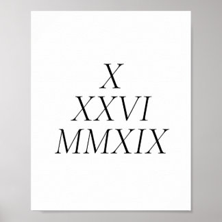 custom Roman numeral date Poster