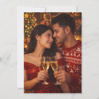 "Custom Romantic Christmas Couple Photo Holiday Ca Card