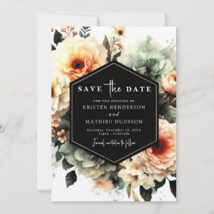 Custom Romantic Peach Wedding  Save The Date