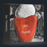 Custom Romantic Red Heart Beach Stone Binder<br><div class="desc">Beautiful red heart-shaped stone is lying on a lake shore in the shallow water in this black and white and red photograph. It's a lovely symbol of love and romance. Customize the text on the front and back covers and add your own title to the spine. Lovely wedding or anniversary...</div>