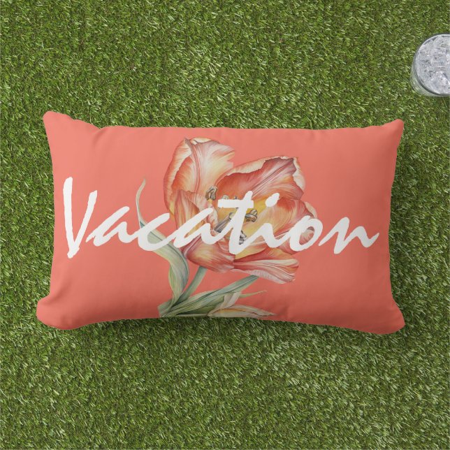 Custom romantic relaxing background in pink floral lumbar pillow (Grass)