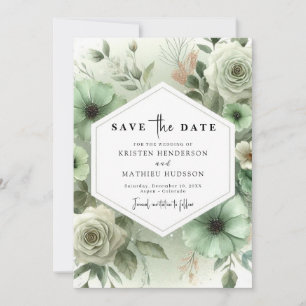 Custom Romantic Typography Sage Green Wedding Save The Date