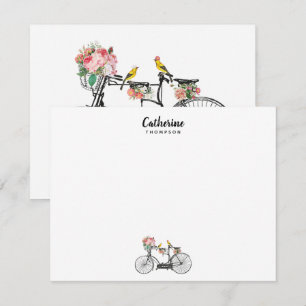 Custom Romantic Vintage Bicycle Flowers Birds Card