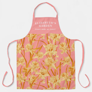 Custom Romantic Watercolor Daffodil Pattern  Apron