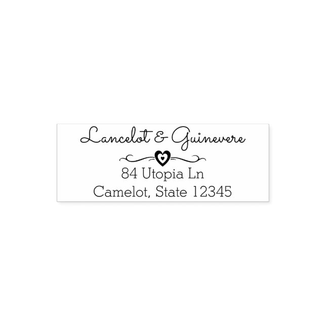 Custom Romantic Wedding | Heart Return Address Self-inking Stamp (Design)