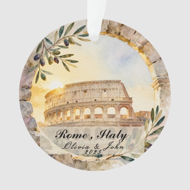 Custom Rome Honeymoon or Vacation Keepsake  Ornament (Front)