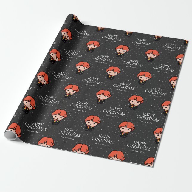 Custom Ron Weasley Cartoon | Happy Christmas Wrapping Paper (Unrolled)