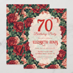 Custom Rose Floral Happy Birthday Invitation