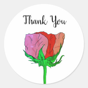 Custom Rose Flower Painting Thank You Classic Rou Round Sticker