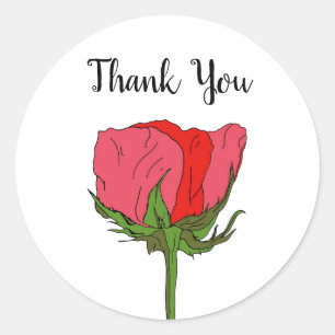 Custom Rose Flower Painting Thank You  Classic Round Sticker