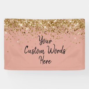 Custom Rose Gold Birthday Party Photo Booth Prop Banner
