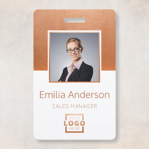 Custom Rose Gold Business Logo Employee Photo Badge
