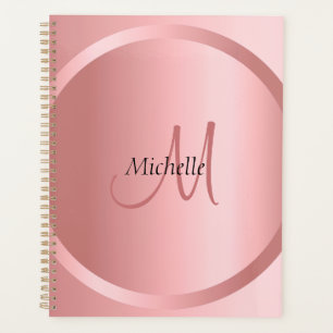 Custom Rose Gold Elegant Monogram Modern Planner