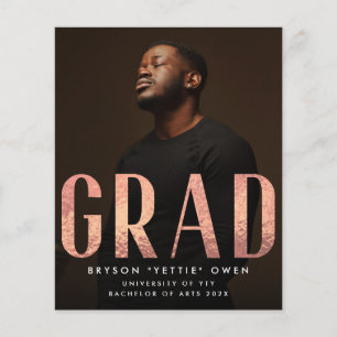 Custom Rose Gold Foil Nick Name GRAD Photo Card