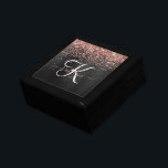 Custom Rose Gold Glitter Black Sparkle Monogram Gift Box<br><div class="desc">Easily personalize this trendy elegant gift box design featuring pretty rose gold sparkling glitter on a black brushed metallic background.</div>