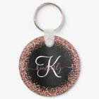 Custom Rose Gold Glitter Black Sparkle Monogram