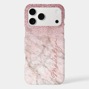Custom Rose Gold Glitter Blush Pink Marble Pattern