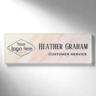 Custom Rose Gold Marble Design Name Tag