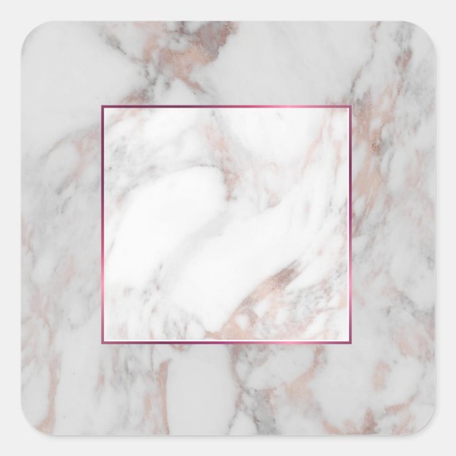 Custom Rose Gold Marble Elegant Blank Template Square Sticker (Front)