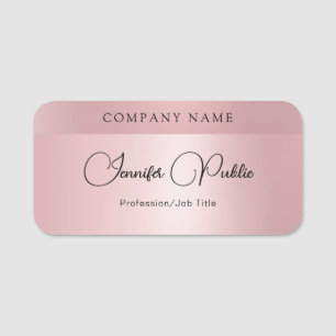 Custom Rose Gold Modern Elegant Typography Script Name Tag