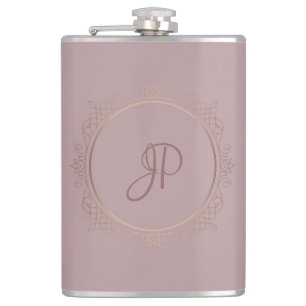 Custom Rose Gold Monogram Elegant Template Hip Flask