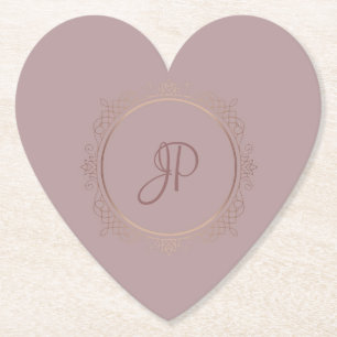 Custom Rose Gold Monogram Template Elegant Paper Coaster