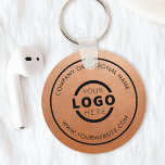 Custom Rose Gold Promotional Business Logo Branded Keychain<br><div class="desc">Easily personalize this coaster with your own company logo or custom image. You can change the background colour to match your logo or corporate colours. Custom branded keychains with your business logo are useful and lightweight giveaways for clients and employees while also marketing your business. No minimum order quantity. Bring...</div>