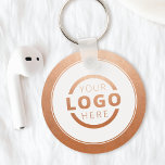 Custom Rose Gold Promotional Business Logo Branded Keychain<br><div class="desc">Easily personalize this coaster with your own company logo or custom image. You can change the background colour to match your logo or corporate colours. Custom branded keychains with your business logo are useful and lightweight giveaways for clients and employees while also marketing your business. No minimum order quantity. Design...</div>