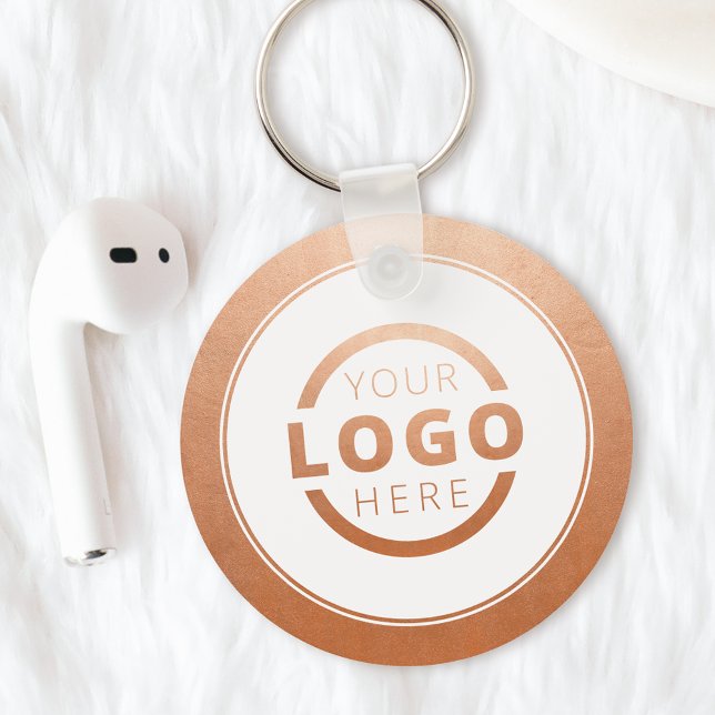 Custom Rose Gold Promotional Business Logo Branded Keychain (Creator Uploaded)
