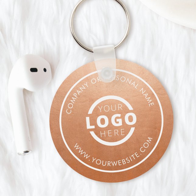 Custom Rose Gold Promotional Business Logo Branded Keychain (Creator Uploaded)