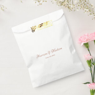 Custom rose gold Script Couple Name Date Wedding  Favour Bag