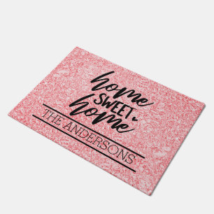 Custom Rose Pink Home Sweet Home Doormat