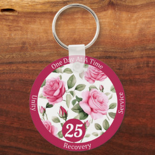 Custom Rose Recovery Milestone Gift for Her Keychain