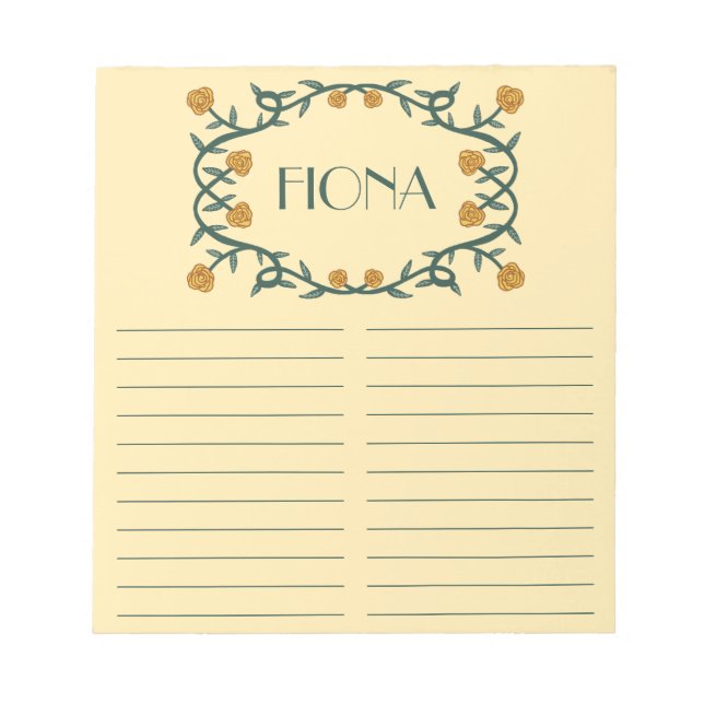 CUSTOM Rose Wreath Grocery Shopping To-Do List Notepad (Front)