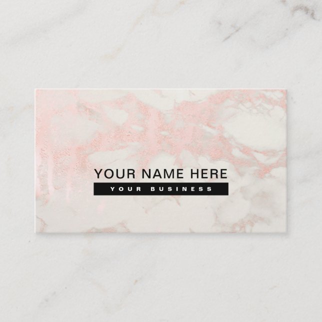 Custom Rosegold pink professional marble script Business Card (Front)