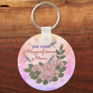 Custom Roses Magnificent Mom  Keychain