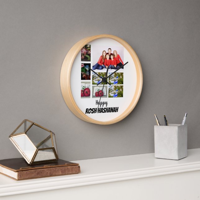 Custom Rosh Hashanah 8 Photo Collage  Clock (Office)