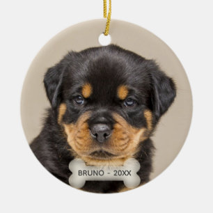 Custom Rottweiler Puppy Dog Photo Ceramic Ornament