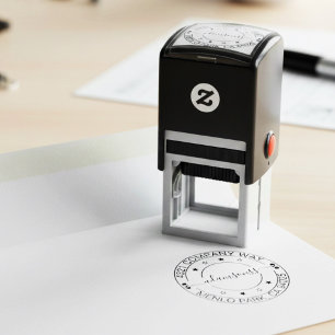 Custom Round Business Return Address & Name Seal Self-inking Stamp