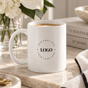 Custom Round Circle Business Logo Minimalist Plain Coffee Mug