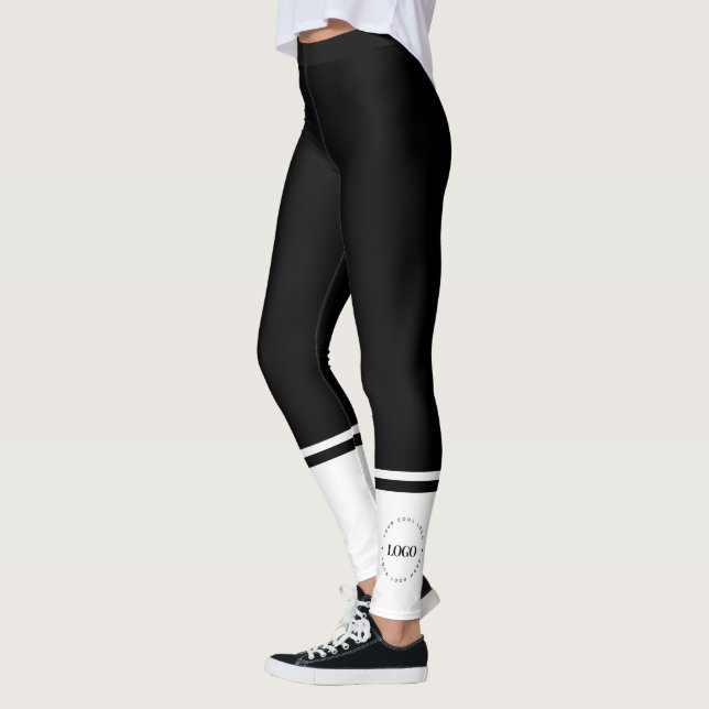 Custom Round Circle Business Logo Minimalist Plain Leggings (Left)