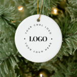 Custom Round Circle Business Logo White Christmas Ceramic Ornament<br><div class="desc">Promote your business with this elegant ornament,  featuring custom logo template! Easily add your own logo by clicking on the "personalize" option.</div>
