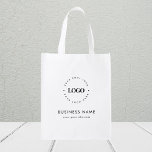 Custom Round Circle Logo & Text Business Company Reusable Grocery Bag<br><div class="desc">Promote your business with this cool grocery bag,  featuring custom logo & text. Easily add your details by clicking on the "personalize" option.</div>