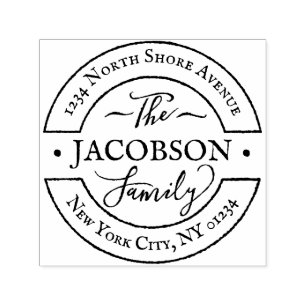 Custom Round Hand Lettered Script Family Monogram Self-inking Stamp